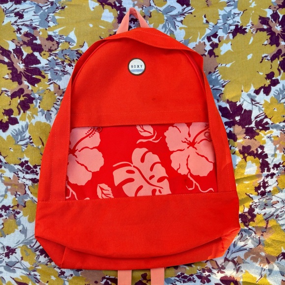 Roxy Junior Anchor Point Printed Backpack in Fiery Orange Tropical Border ??‍♀️? main image 4